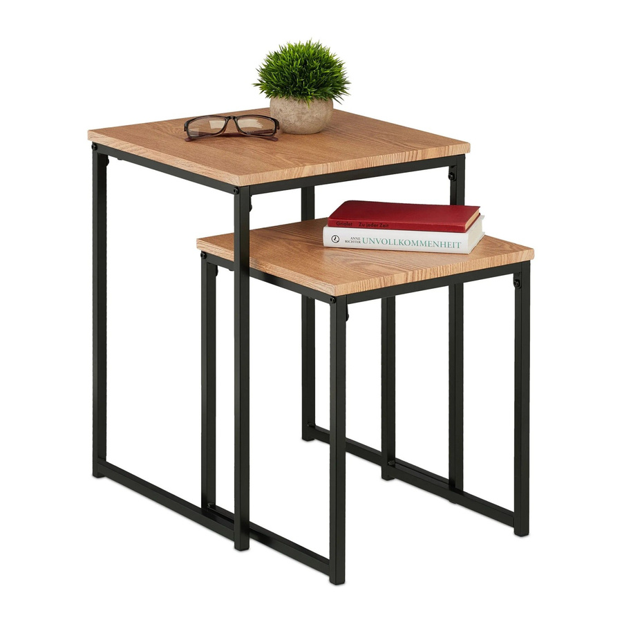 Relaxdays Beistelltisch 2er Set aus Eisen und MDF in verschiedenen Farben, B/T/H: 40 x 40 x 54 cm - Bild 2