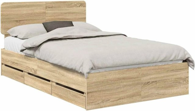 vidaXL Bettrahmen Sonoma-Eiche mit Schubladen, modern, B/T/H: 120 x 200 cm - Bild 1