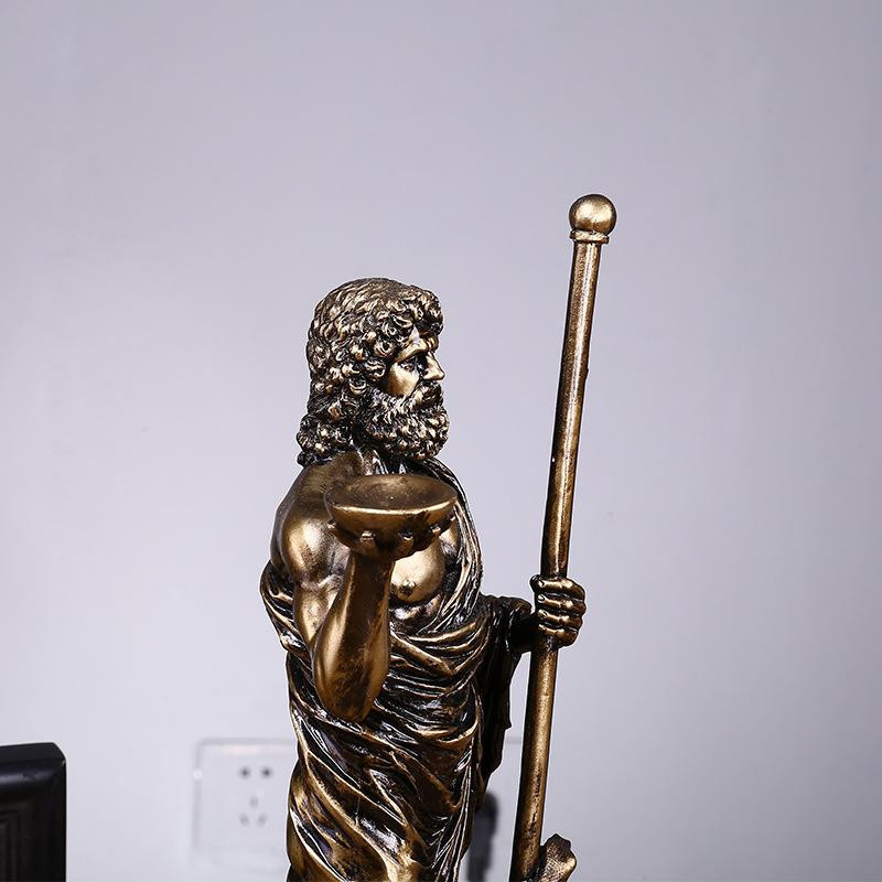 Handbemalte Asklepios-Statue aus Kunstharz als antike Nachahmung für dein Schreibtisch-Dekor, Höhe: 28,0 cm, Breite: 15,0 cm, Tiefe: 7,5 cm - Bild 5