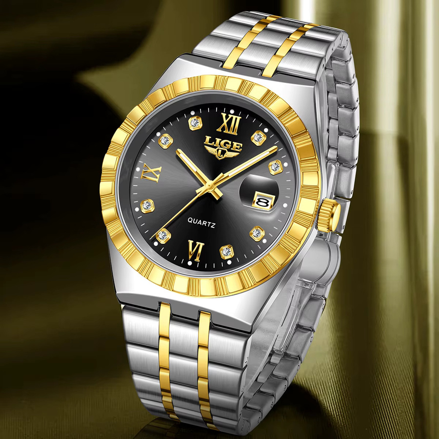 LIGE Armbanduhr Quarz, Edelstahl, Blau, Herren - Bild 2