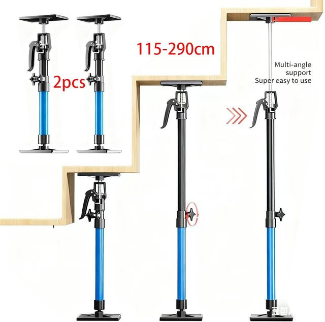 Prossional Teleskop-Stützstange zur Holzbearbeitung und zum Heben von Decken oder Türrahmen, Höhe: 115-290 cm, Blau - Bild 1