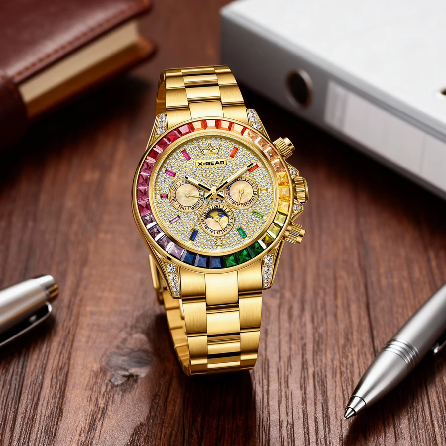 X-GEAR Armbanduhr Gold, mechanisch, Diamantbesetzt, Herren - Bild 2