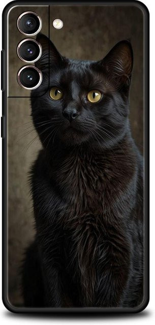 Schwarze Katze Handyhülle aus weichem TPU für Samsung Galaxy S25 S24 S23 S22 S21 S20 Ultra FE 5G und S10 S9 Plus S10E in Schwarz - Bild 1