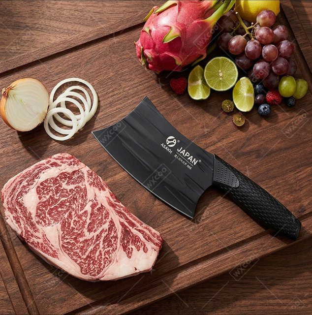 WXCOO Fleischbeil aus Edelstahl in Silber und Schwarz als professionelles Küchenmesser zum Schneiden von Fleisch, Gemüse und Obst - Bild 1