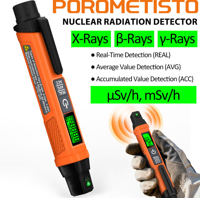 POROMETISTO Mini Geigerzähler Nuklearer Strahlungsdetektor in Orange mit Röntgen-Gamma-Beta-Detektor und Ton- und Lichtalarm - Bild 1