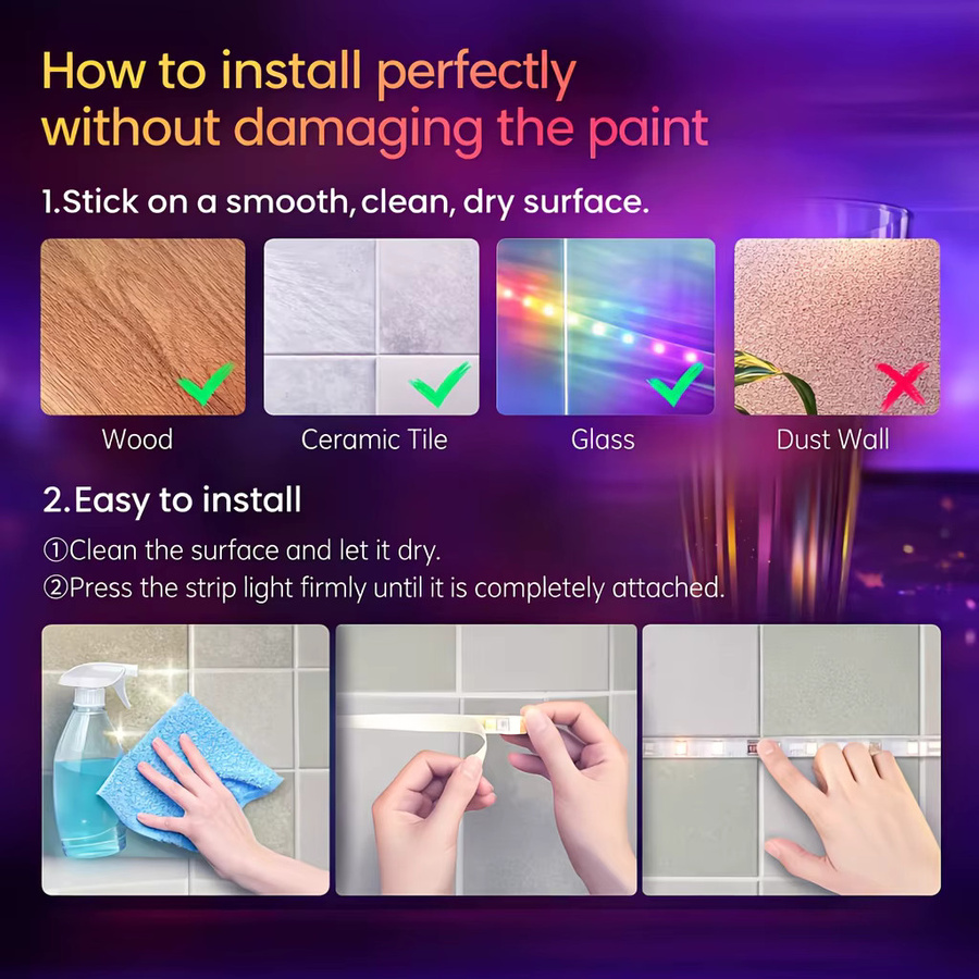 Shine-Tale RGB LED USB-Lichtstreifen mit Fernbedienung, Farbwechselnde 5050 SMD Beleuchtung in Multicolour für TV-Hintergrundbeleuchtung, Gaming-Raum und Kinderzimmer - Bild 5