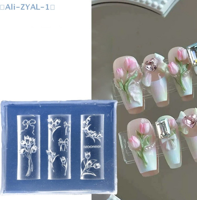 JETTING Nagel Silikon Relief Nail Art Form, Blumen Rose Tulpe - Bild 1