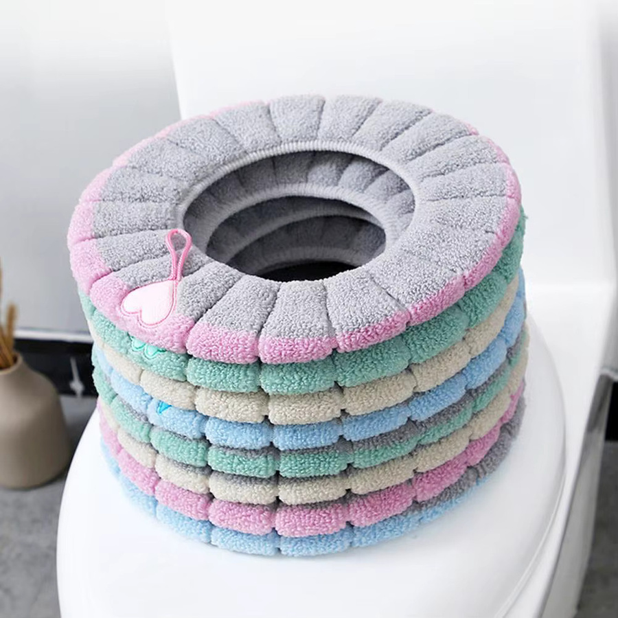 Eelhoe Toilettensitzbezug in Strickoptik mit O-Form, Badezimmerzubehör in Grau - Bild 2
