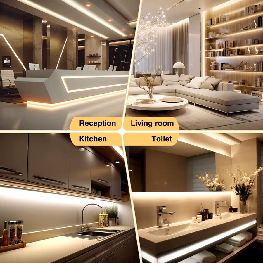 CENFAYA COB-LED-Streifen 12 V, dimmbar mit 2,4 G RF-Fernbedienung, warmweiß, flexibel für Schrank und Raumlicht - Bild 2