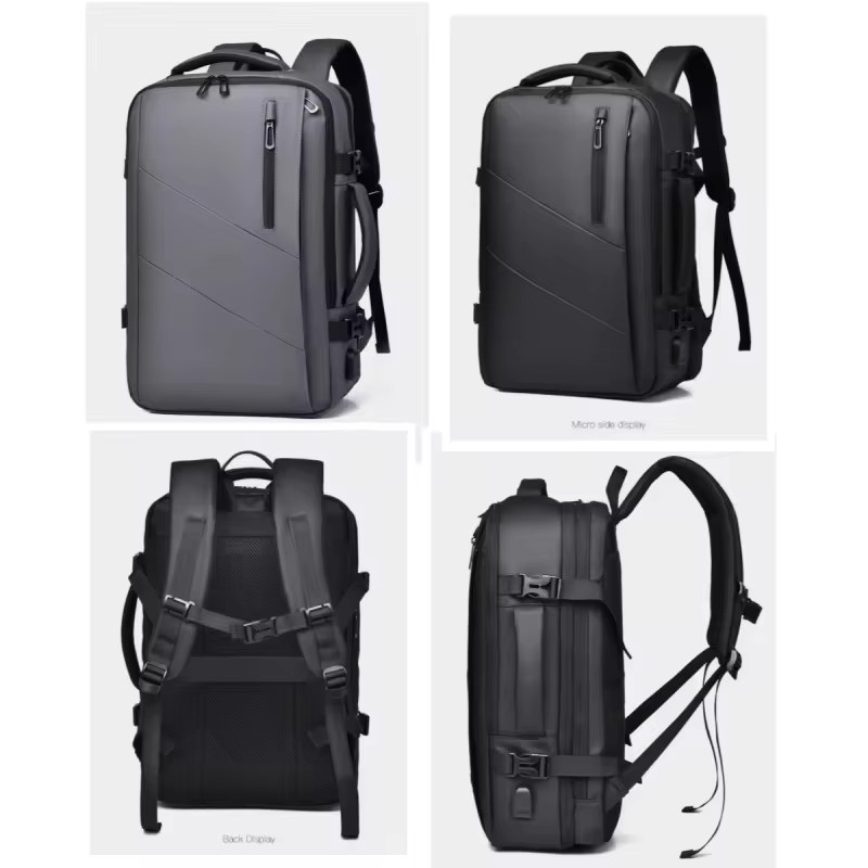 Weixier Business Rucksack für Herren mit USB-Anschluss, erweiterbare Computertasche, Schwarz - Bild 6