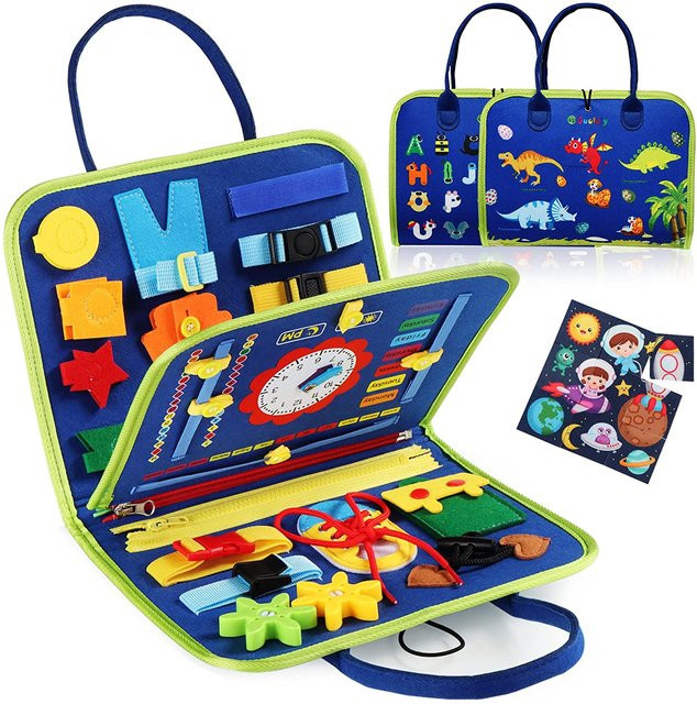 Montessori Busy Board, Sensorisches Entwicklungsbrett, Gelb, ab 3 Jahre - Bild 1