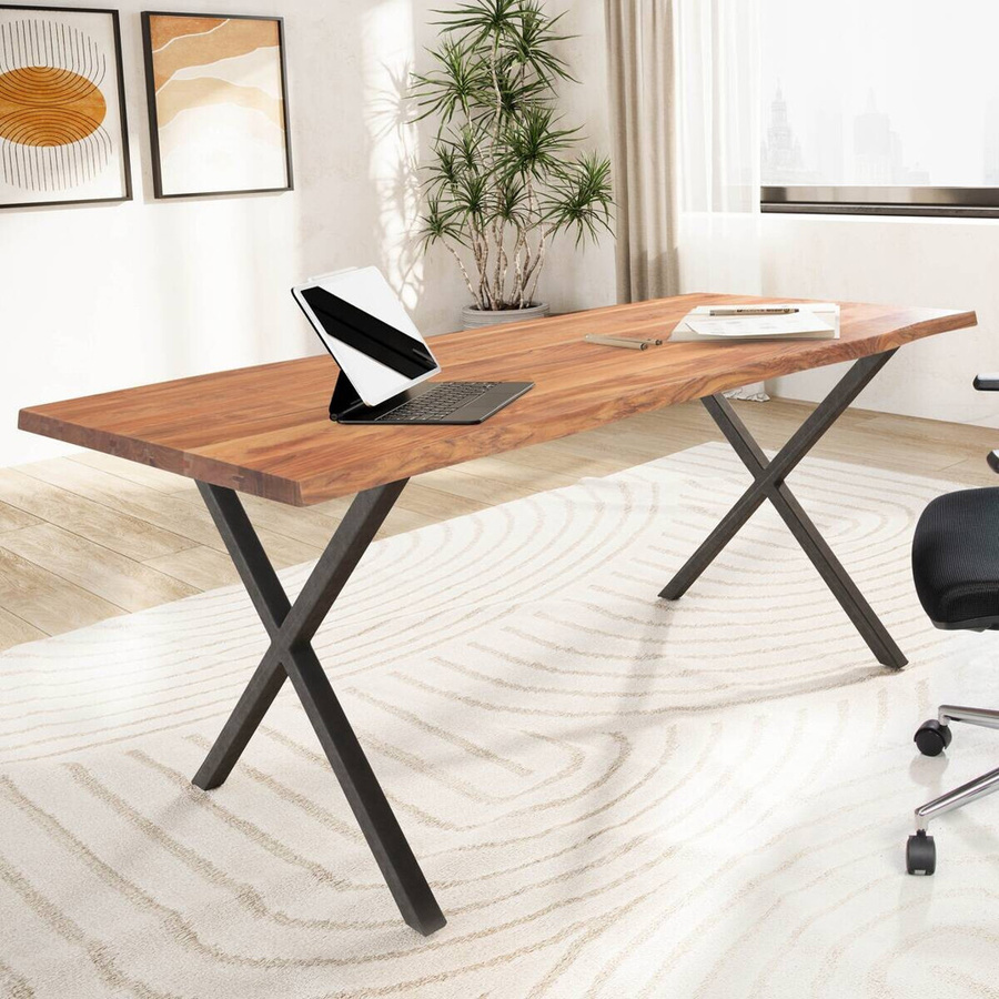 Wohnling Schreibtisch aus Akazie Massivholz in Braun und Schwarz, B/H/T: 160 x 76 x 80 cm - Bild 3