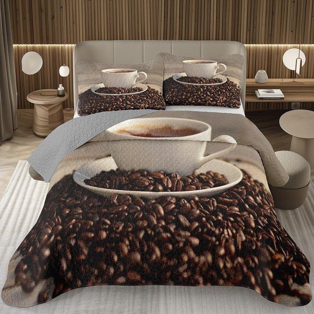Tinika Chen Bettwäsche-Set mit Kaffeebohnen-Motiv für Einzelbetten, 3-teilig, B/H: 172 x 218 cm - Bild 1