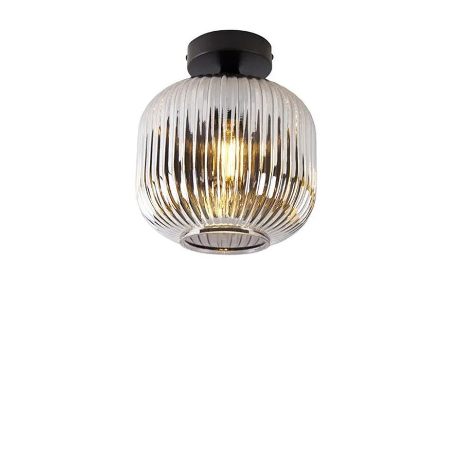 QAZQA Art Deco Deckenleuchte Karel in Schwarz mit Rauchglas und E27 Fassung - Bild 2