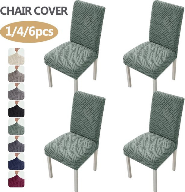 Yupartex Stretch-Esszimmerstuhlbezüge aus Jacquard in Beige für moderne Stühle - Bild 1