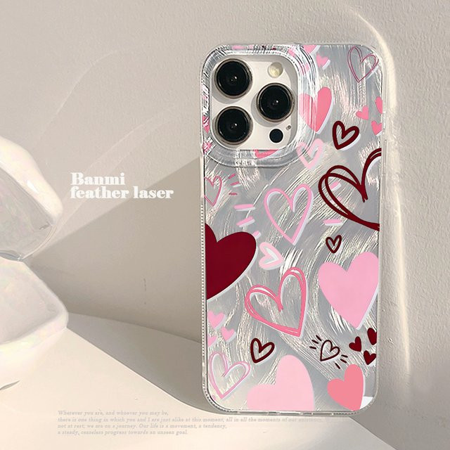Stoßfeste iPhone Hülle in Rosa mit minimalistischem Herz-Design für iPhone 8 bis iPhone 17 Pro Max - Bild 1