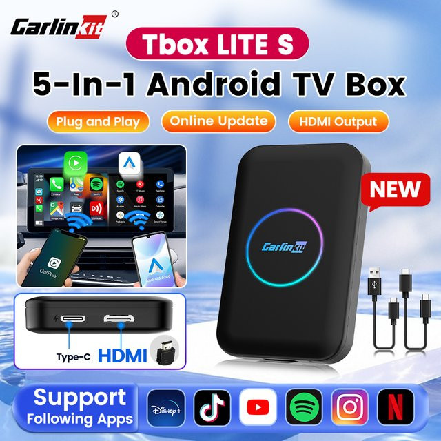 CarlinKit Android TV Box Wireless Adapter Lite in Schwarz mit CarPlay, Android Auto und HD Ausgang für IPTV, Youtube, Netflix und Spotify - Bild 1