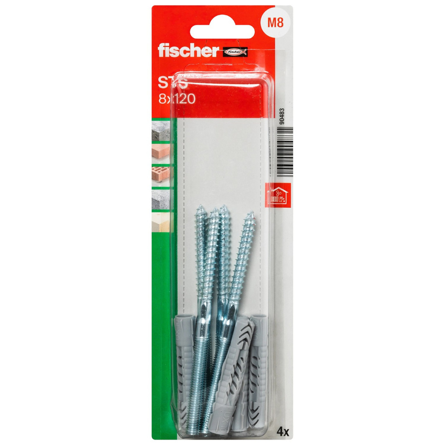 Fischer Universaldübel UX und Stockschraube STS aus Nylon, 4 Stück, Durchmesser: 8 mm, Länge: 120 mm - Bild 2