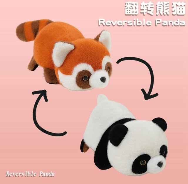 Yiran Health & Beauty 2-in-1 Waschbär Flip Change Transformieren Panda Puppe, Plüschtier, 15cm - Bild 1
