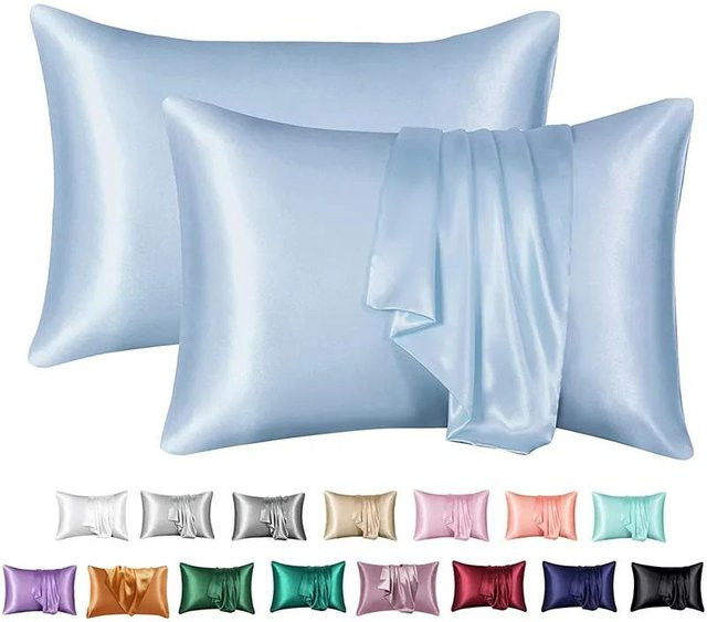 Yiran Furniture Satin-Kissenbezüge im 2er-Set, Himmelblau, B/H: 50 x 66 cm - Bild 1