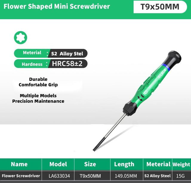 LAOA Mini Torx Schraubendreher aus S2 Legiertem Stahl mit Magnetismus, Farbe Grün, Set T5-T20 - Bild 1