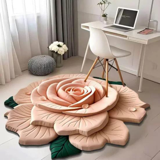 Hercules Kieselgur Badematte mit Blumendesign, rutschfest und schnelltrocknend, Breite: 80 cm - Bild 1