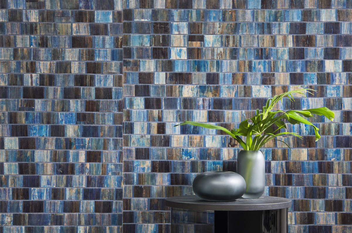 Omexco Tapete BOA1 Borneo BOA105 in Blau mit abstraktem Naturdesign und geometrischem Muster aus Vlies - Bild 2