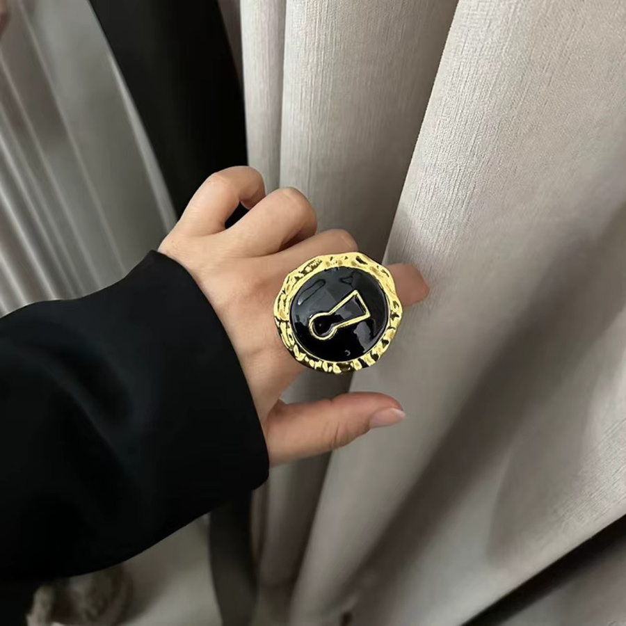 Nunqiao Ring, Metall Legierung, Schwarz Emailliert, Damen - Bild 2