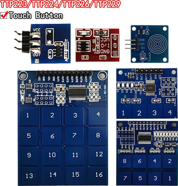 Si Tai&SH Kapazitives Touch-Modul TTP223B Digitaler Sensor für 1/4/8/16 Kanäle in Rot oder Blau - Bild 1