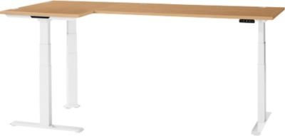 Schäfer Shop Genius Winkelschreibtisch Modena Flex, elektrisch höhenverstellbar, Buche/weiß, B: 200 cm, T: 160 cm, H: 160 cm - Bild 1