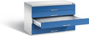 C+P Flachablageschrank Serie 7100_7200 in Enzianblau und Lichtgrau, H x B x T: 76,0 x 110,0 x 76,5 cm - Bild 1
