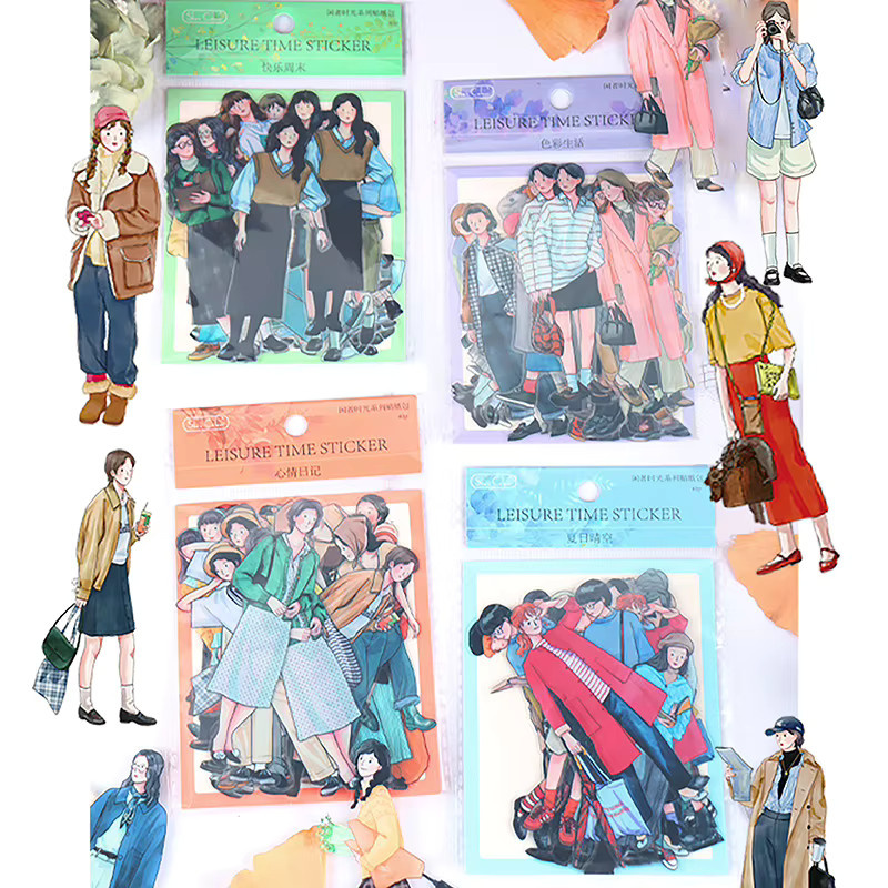 40 Stück ästhetische Mädchen-Aufkleber in Multicolour für dein Scrapbooking, Tagebuch und DIY-Projekte - Bild 3