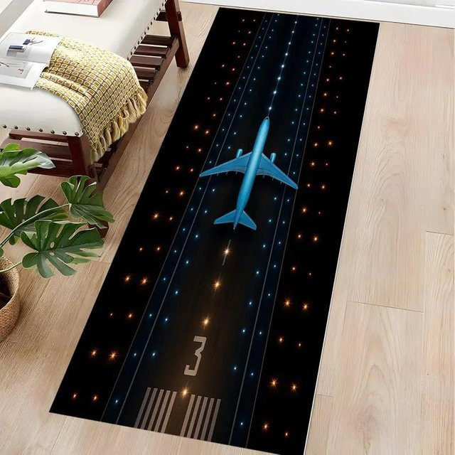 Lodestar Teppichläufer Flugzeug Landebahn Luftaufnahme, rutschfest und waschbar, Mehrfarbig, B/T: 40 x 120 cm - Bild 1