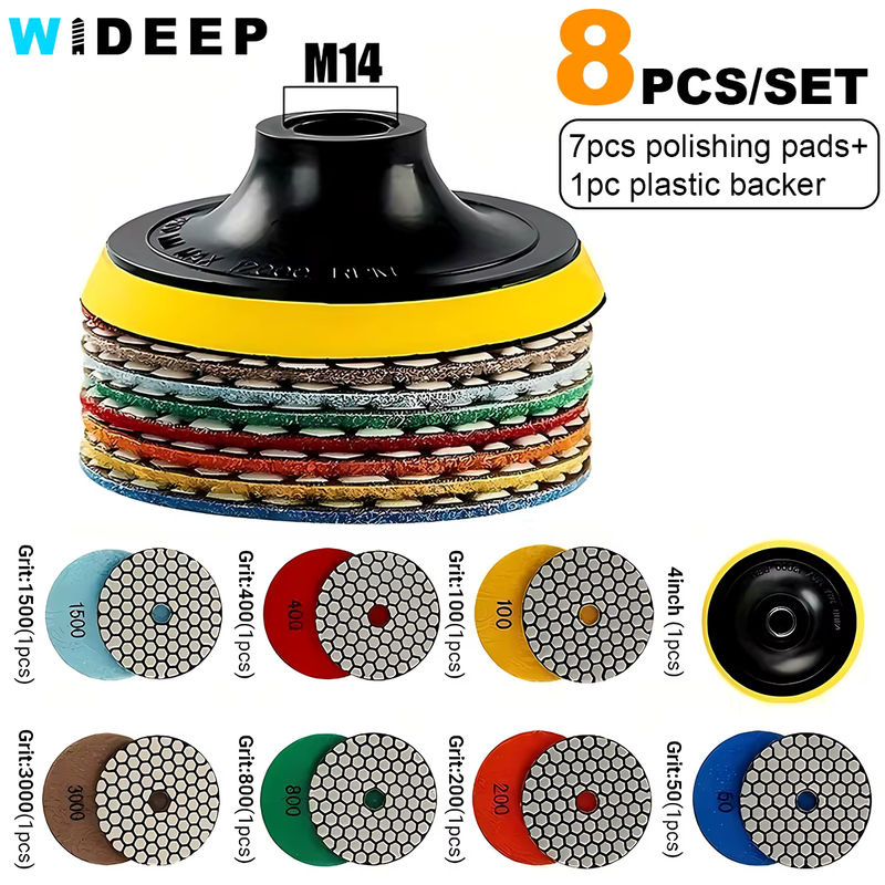 WIDEEP 8-teiliges Diamant-Polierpad-Set 4 Zoll Trockenschleifscheiben für Granit, Marmor, Glas und Beton - Bild 5