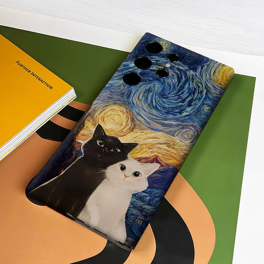 Stoßfeste Doppelschicht Handyhülle mit Sternennacht-Katzen Motiv für Samsung Galaxy S26 S25 Ultra S24 S23 Ultra Plus in Multicolour - Bild 5