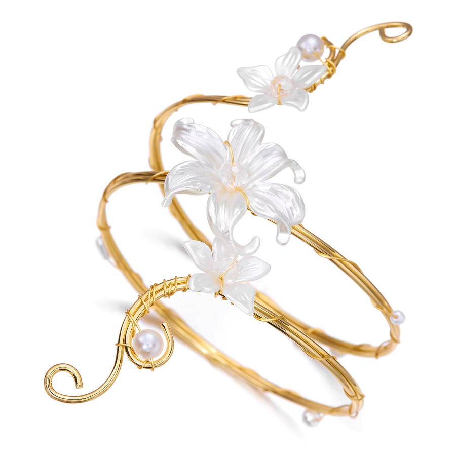 Rinhoo Armreif, Acryl, Perle, Gold, Damen - Bild 4