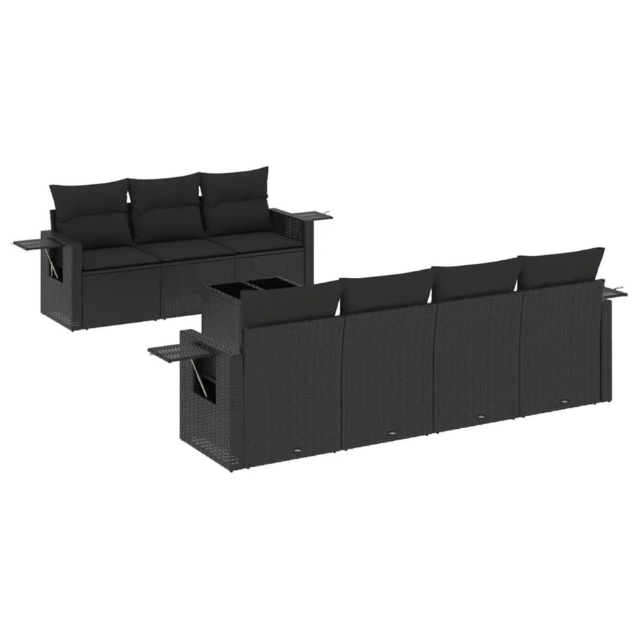 vidaXL 8-tlg Garten-Sofagarnitur aus Poly-Rattan mit Kissen in Schwarz - Bild 2