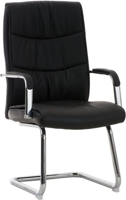 DELUKE Besucherstuhl KARO Konferenzstuhl aus Kunstleder in Schwarz mit Metallgestell in Chromoptik, H x B x T: 105 x 49 x 60 cm - Bild 1