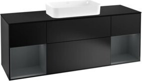V&B Waschtischunterschrank Finion mit Wandbeleuchtung, Breite: 160 cm, Tiefe: 50,1 cm, Höhe: 50,1 cm, Farbe: Blau lackiert - Bild 1