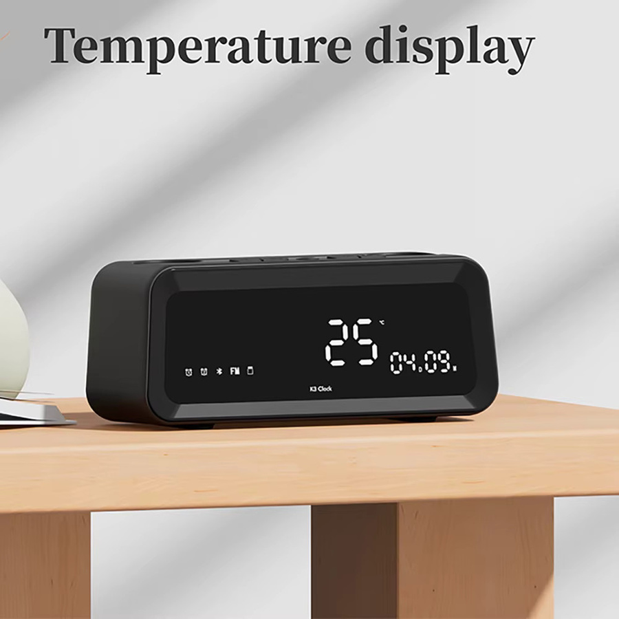 Niditon Digitaler Wecker mit Bluetooth-Lautsprecher, Radio und Temperaturanzeige in Schwarz - Bild 3