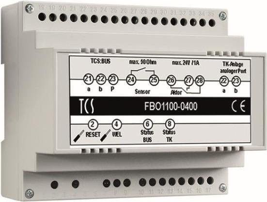 TCS FBO1110-0400 Interface TKI für bis zu 64 Rufziele und 16 Rufnummern, Farbe: Weiß, Hutschiene 6TE - Bild 1