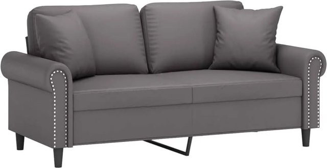 vidaXL 2-Sitzer-Sofa in Grau mit Zierkissen aus Kunstleder und Metallgestell, Breite: 140 cm - Bild 1