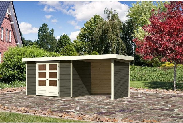 Karibu Holz-Gartenhaus Boras in Terragrau mit Flachdach und modernem Design, B/T/H: 298 x 213 x 211 cm - Bild 1