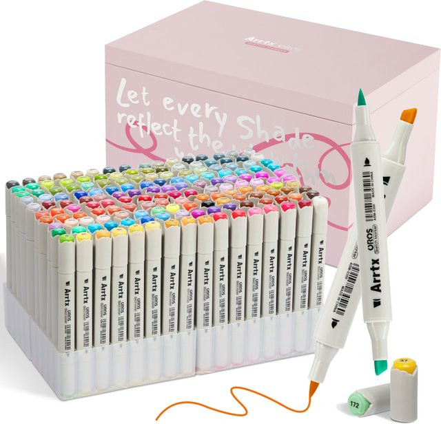 Arrtx Alkoholmarker Set mit 160 Farben, professionelle Kunstmarker mit Pinsel- und Meißelspitze für Skizzen, Multicolor - Bild 1