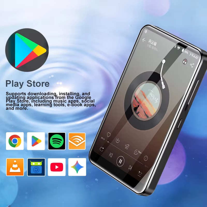 Famue Tragbarer MP3-Player mit Android 13, 64 GB Speicher, 4G, Dual-Band-WLAN und Bluetooth 5.0, Schwarz - Bild 1