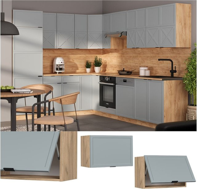 Vicco Hängeschrank Fame-Line Eiche Hellblau-Grau mit Soft-Closing-Scharnieren - Bild 1