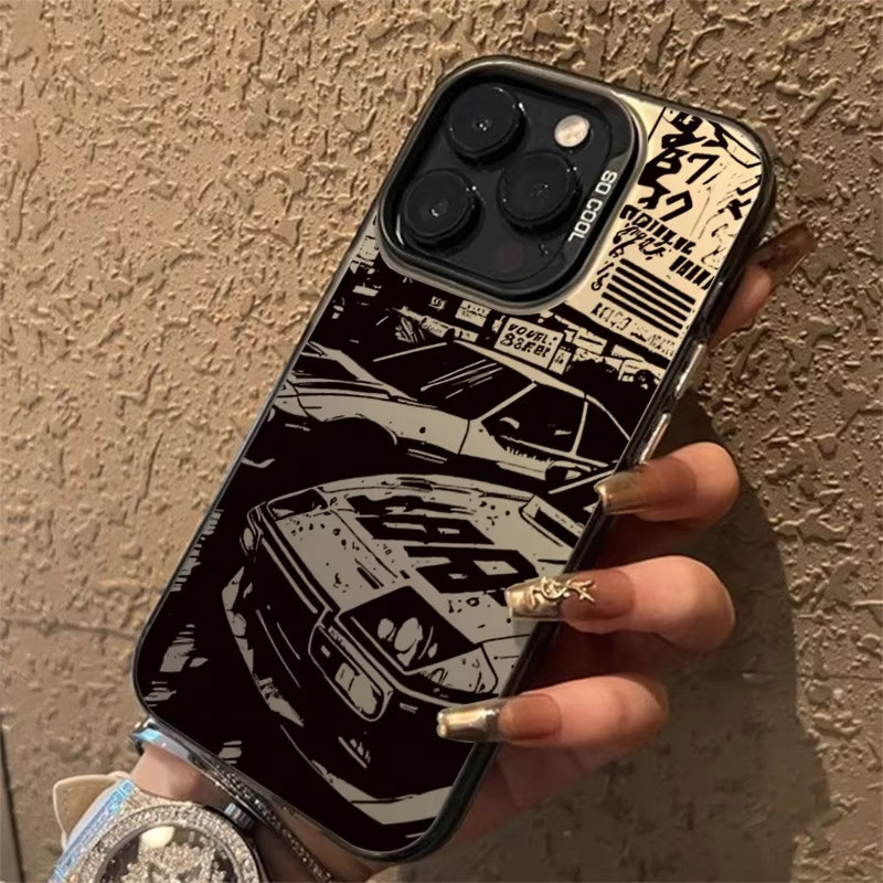 Modische iPhone Schutzhülle mit Silber Galvanisierung und Auto-Druck für iPhone 16 15 14 13 12 11 Pro Max und weitere Modelle, Farbe: Silber/Schwarz - Bild 3