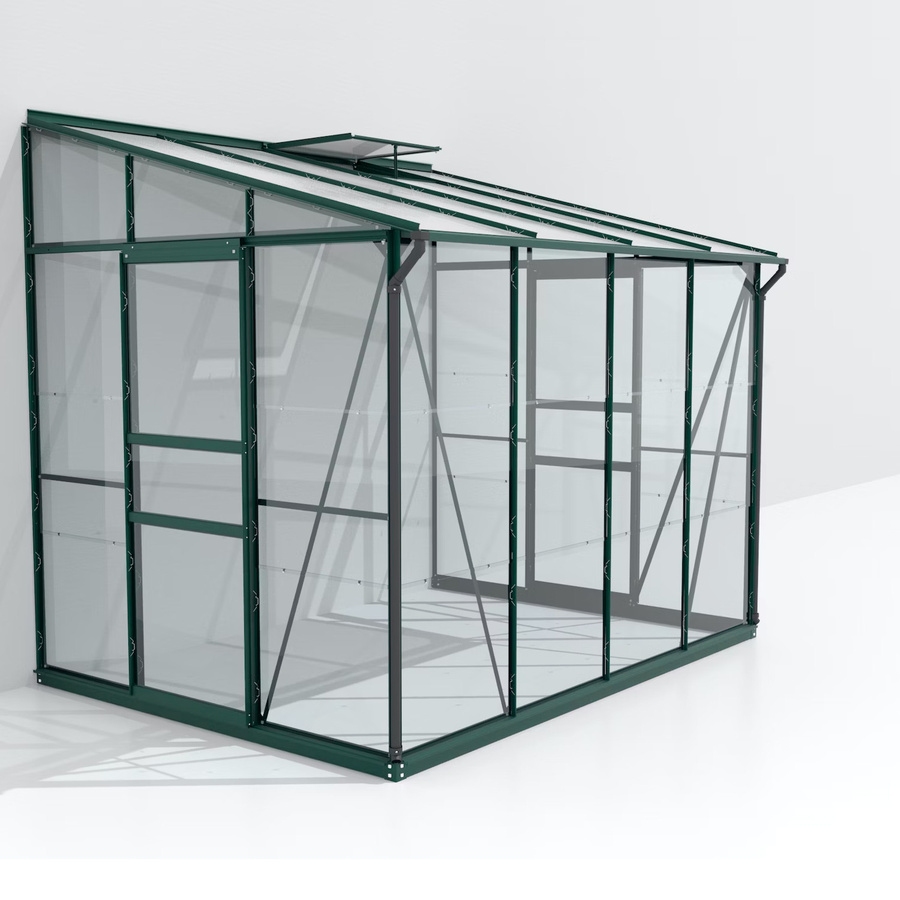 Vitavia Anlehn-Gewächshaus Ida 5200 in Smaragdgrün mit Pultdach und Doppelschiebetür, B/T/H: 262,1 x 220,8 x 201,4 cm - Bild 3