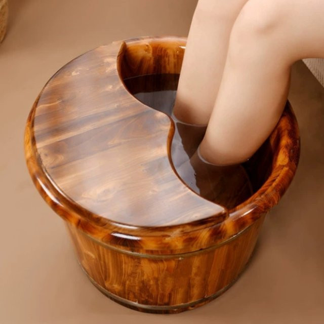OLOEY Fußbadbecken aus Massivholz, braun, Unisex - Bild 1