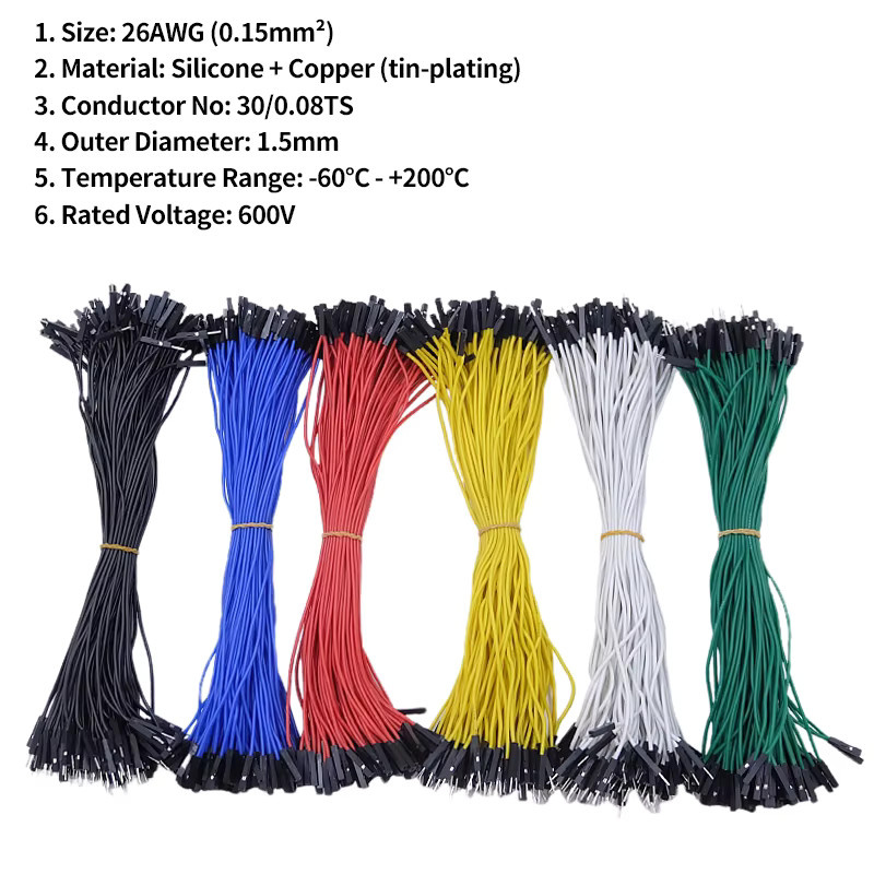 Super weiche Silikon Jumper Draht Dupont Kabel 26AWG Männlich Weiblich für DIY Arduino in Grau und Multicolour - Bild 3